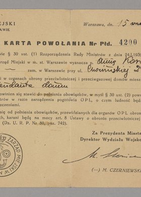 Karta powołania wydana Annie Korolczykowej