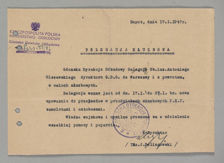 Pismo wystawione Antoniemu Olszewskiemu