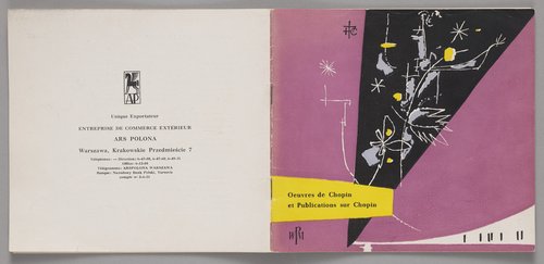Broszura p.t. 'Oeuvres de Chopin et Publications sur Chopin' (Kraków, 1960) z wkładką służącą do zamawiania dzieł Fryderyka Chopina