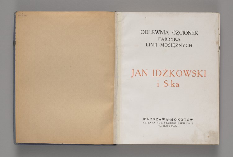Jan Idźkowski i S-ka. Odlewnia czcionek. Fabryka Linji Mosiężnych