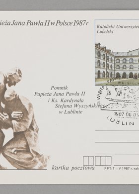Pocztówka wydana z okazji III. wizyty papieża św. Jana Pawła II w Polsce w 1987 r.