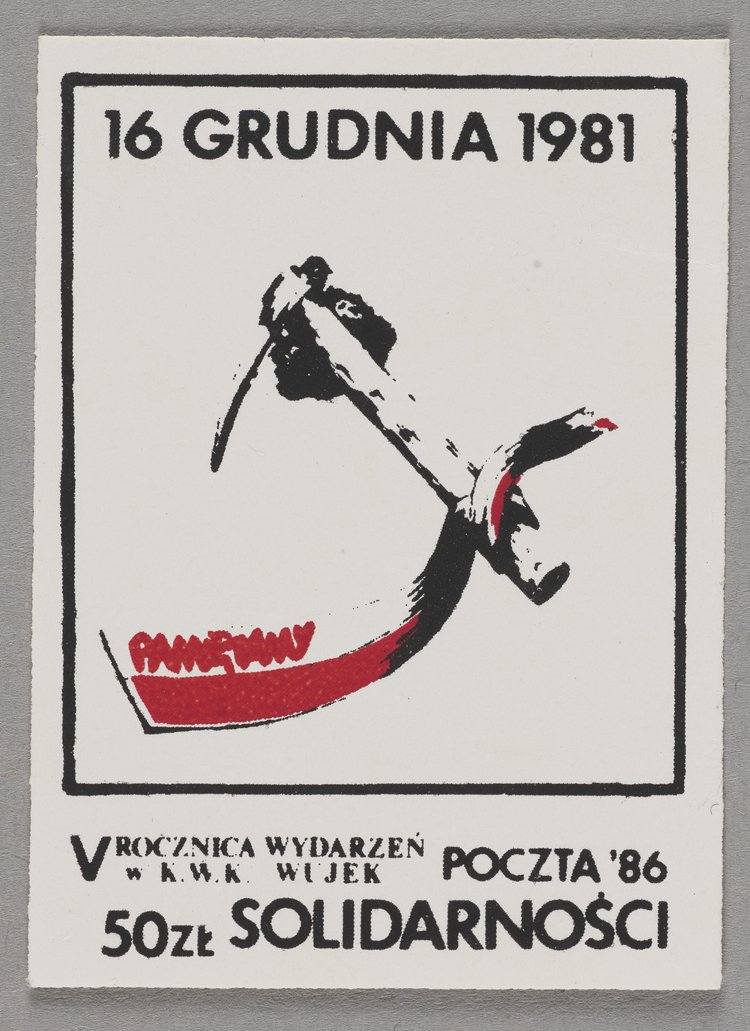 Znaczek okolicznościowy upamiętniający piątą rocznicę pacyfikacji kopalni "Wujek"