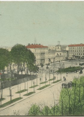 Aleje Jerozolimskie z budynkiem Dworca Kolei Warszawsko-Wiedeńskiej