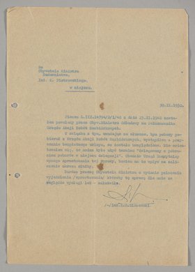 Pismo wysłane przez Antoniego Olszewskiego do Ministra Budownictwa z prośbą o zmianę charakteru urlopu