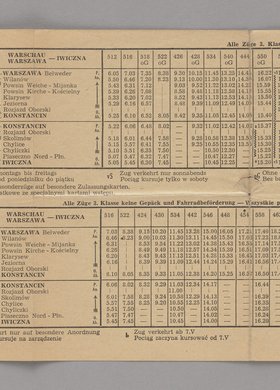Letni rozkład jazdy Warszawskich Kolei Zachodnich ważny od 1 kwietnia 1944 r.