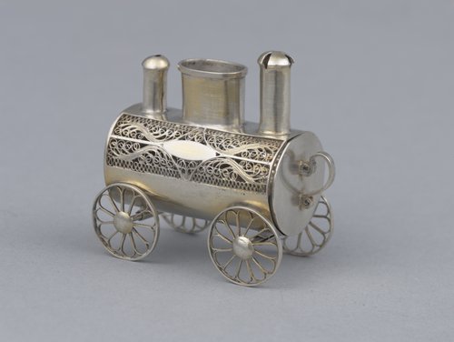Balsaminka w kształcie miniaturki lokomotywy