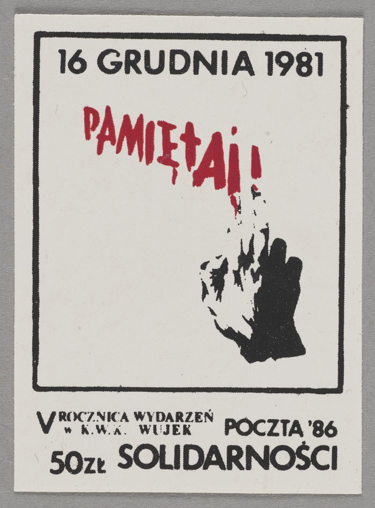 Znaczek okolicznościowy upamiętniający piątą rocznicę pacyfikacji kopalni "Wujek"