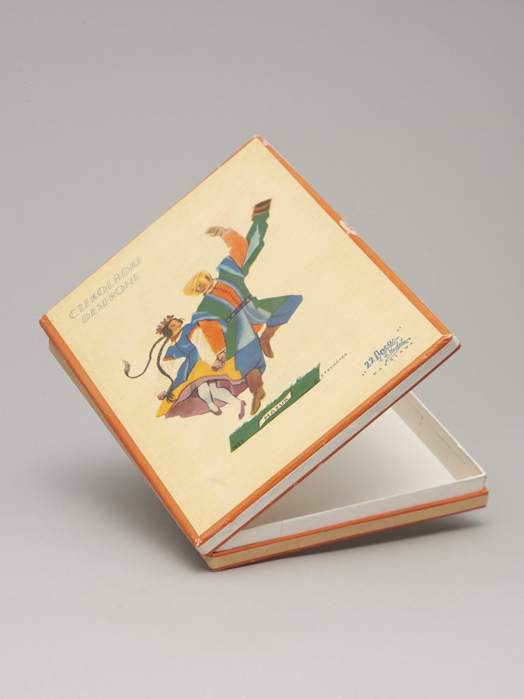 Pudełko po czekoladkach deserowych ZPC 22 Lipca z ilustracją Zofii Stryjeńskiej Mazur