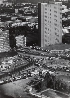 View of the Forum Hotel and the vicinity from the Palace of Culture and Science