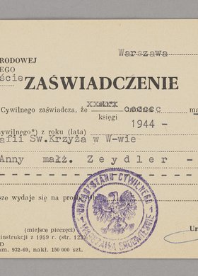Zaświadczenie Urzędu Stanu Cywilnego Warszawa - Śródmieście
