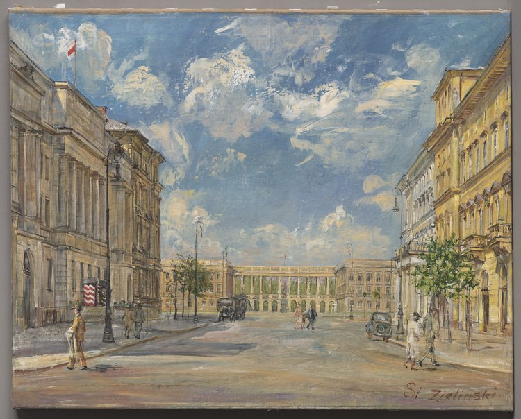 Widok na pałac Saski od strony Krakowskiego Przedmieścia