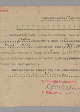 Zaświadczenie dla Franciszka i Genowefy Roman