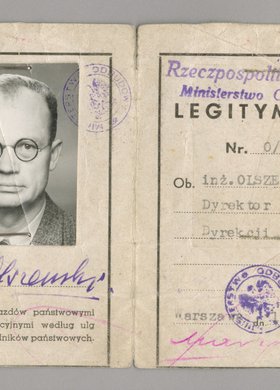Legitymacja wystawiona inżynierowi Antoniemu Olszewskiemu