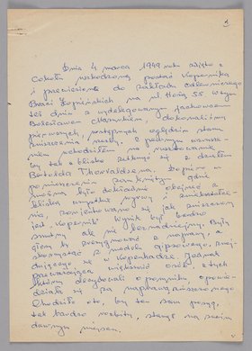 Relacja Jerzego Chojnackiego opisująca czynności remontowe przy pomniku Mikołaja Kopernika w Warszawie