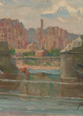 Widok zrujnowanej Warszawy od strony Pragi