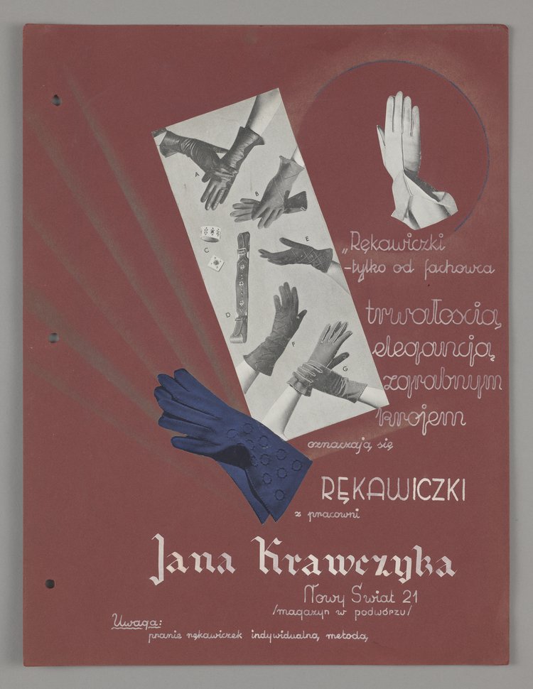 Reklama Pracowni rękawiczek Jana Krawczyka w Warszawie