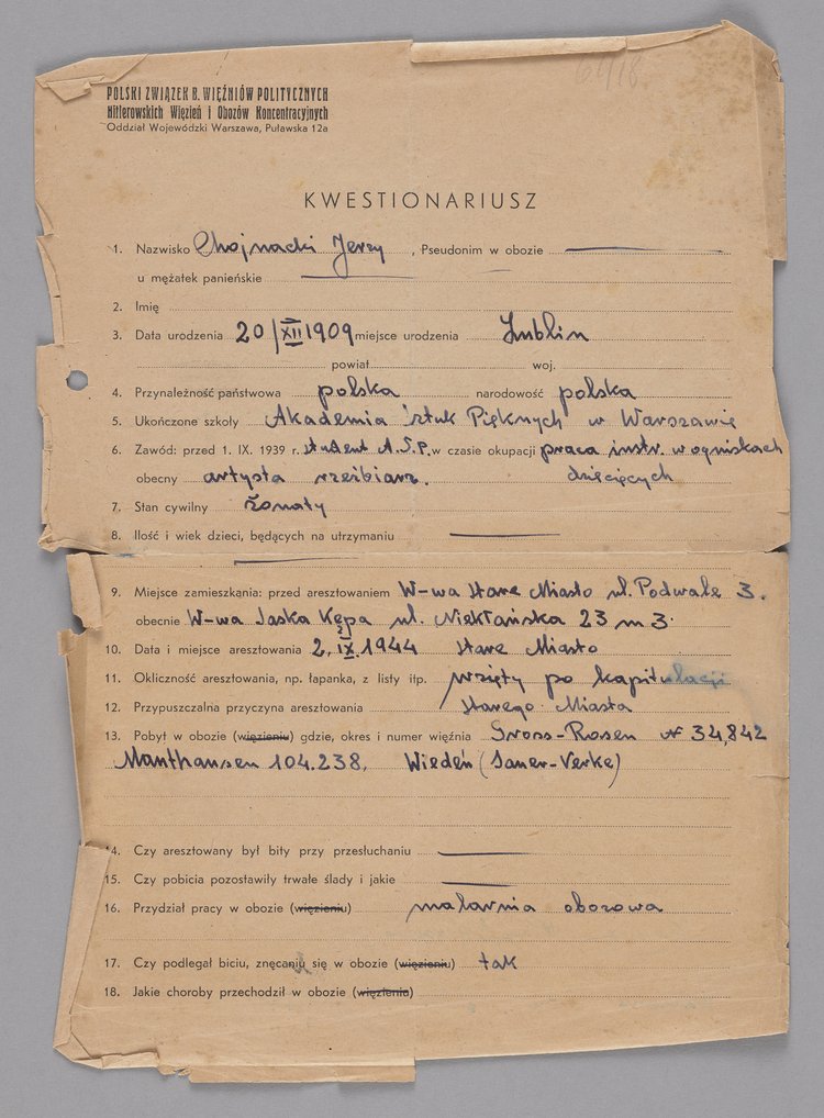 Kwestionariusz Jerzego Chojnackiego