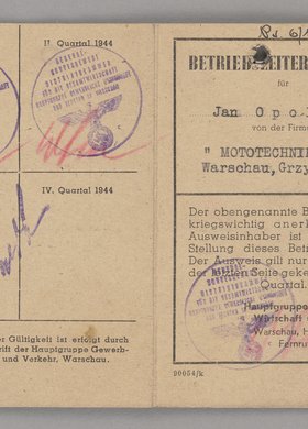 Betriebsleiter-Ausweis/Dowód osobisty Jana Opolskiego