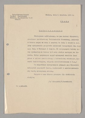 Odpis zaświadczenia wystawionego Antoniemu Olszewskiemu