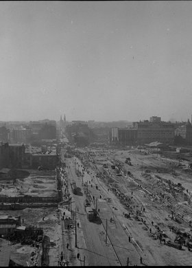Panorama przebudowywanej ulicy Marszałkowskiej