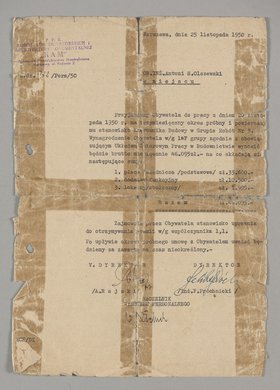 Pismo skierowane do Antoniego Olszewskiego w sprawie przyjęcia go do pracy