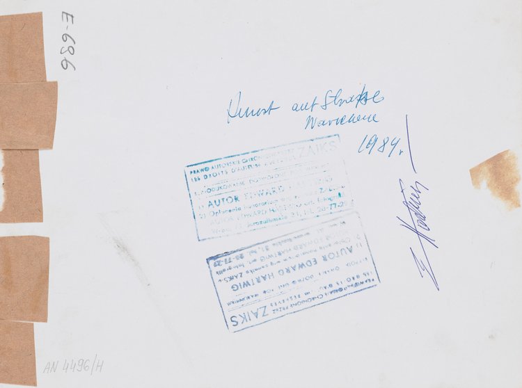 Fragment instalacji "Przejście" Jerzego Kaliny u zbiegu ulic Mazowieckiej i Świętokrzyskiej