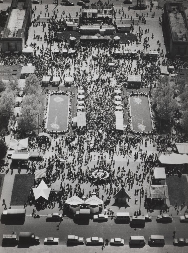 Aerial view from the Palace of Culture and Science onto the square between the Palace and Jerozolimskie Avenue