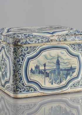 Puszka na słodycze z widokami Warszawy