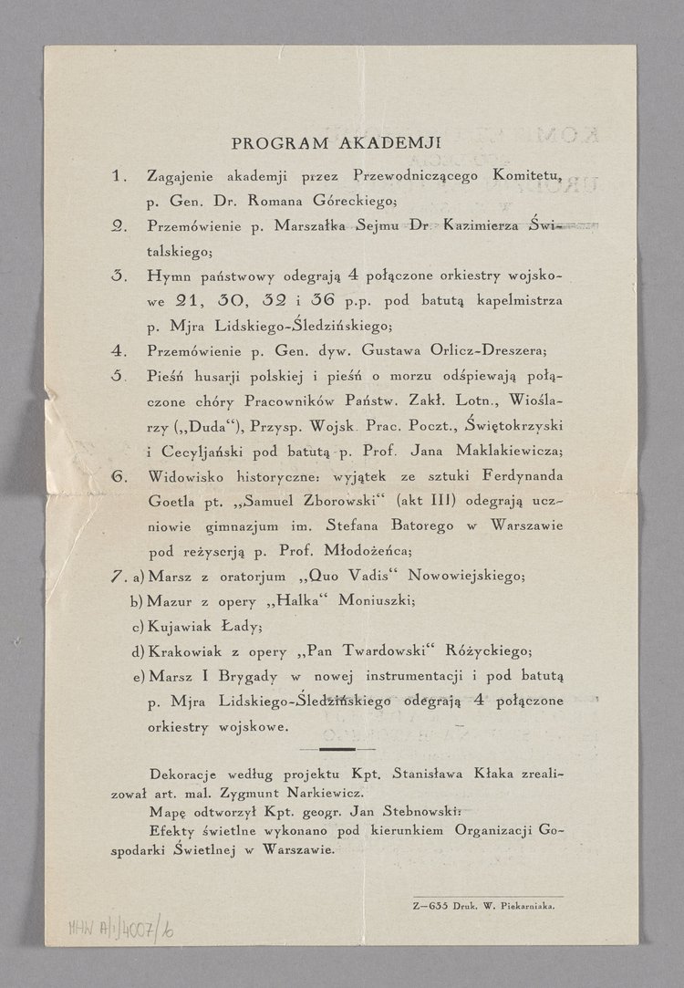 Zaproszenie na uroczystą Akademię ku czci Stefana Batorego organizowaną przez Komitet Obchodu 400 - lecia Urodzin Stefana Batorego w Warszawie wraz z załączonym programem