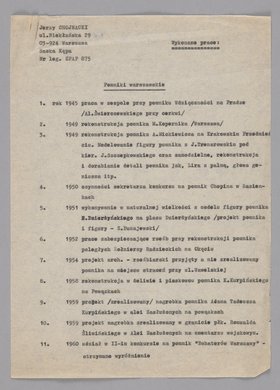 Wykaz prac artystycznych Jerzego Chojnackiego