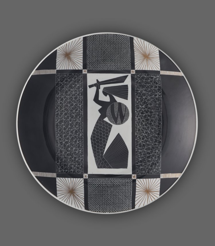 Talerz porcelanowy z motywem Syreny warszawskiej