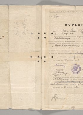 Dyplom wystawiony Antoniemu Stefanowi Olszewskiemu