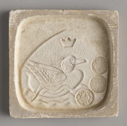 Plakietka Złota kaczka: forma, odlew z biskwitu i ceramiki szkliwionej