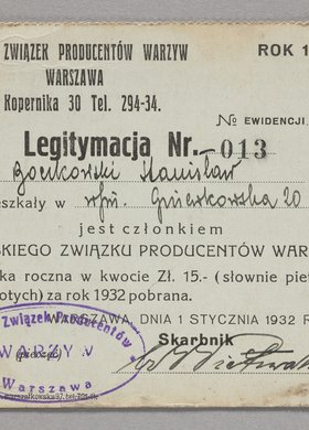 Legitymacja członkowska Stanisława Boczkowskiego