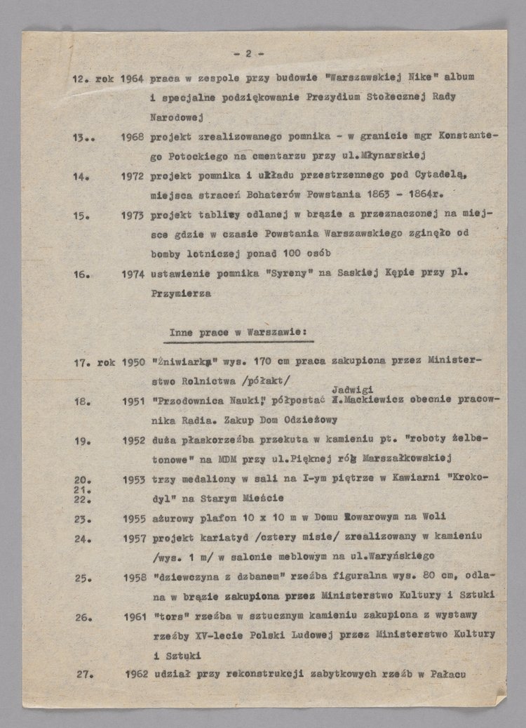 Wykaz prac artystycznych Jerzego Chojnackiego