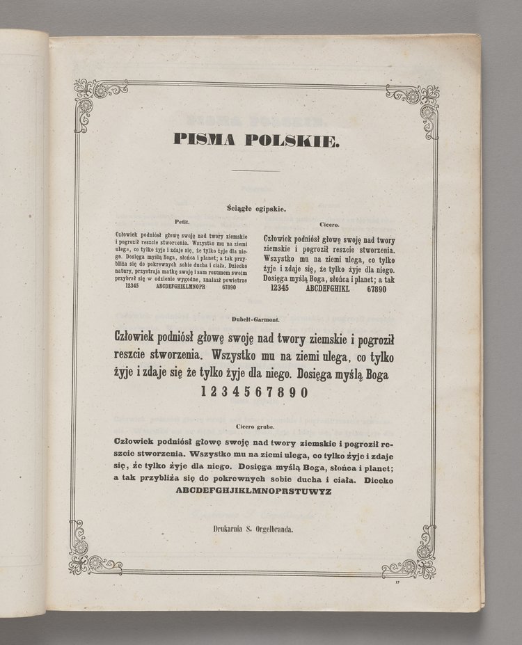 Wzory pism i ozdób drukarni S. Orgelbranda w Warszawie