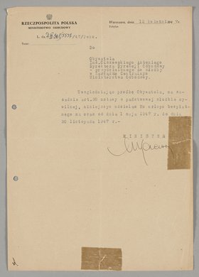 Pismo skierowane do Antoniego Olszewskiego