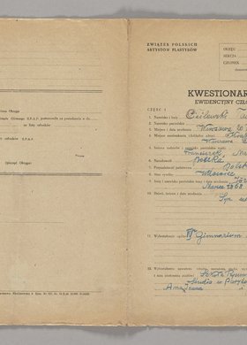 Kwestionariusz ewidencyjny wypełniony przez Tadeusza Cieślewskiego ojca