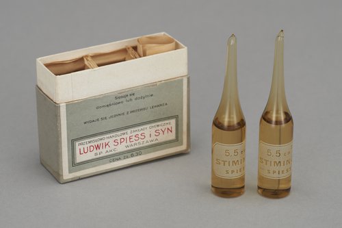 Opakowanie z ampułkami z preparatem STIMINOL, Ludwik Spiess i Syn;