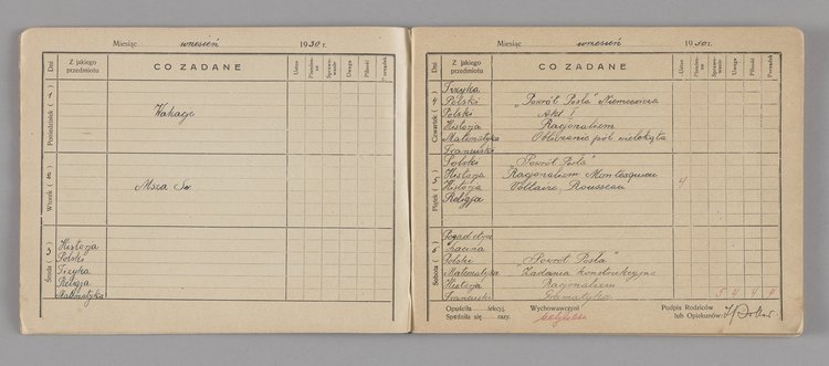 Dziennik uczennicy VII. klasy Krystyny Pollerówny