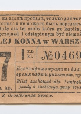 Bilet jednorazowy w klasie I Kolei Konnej w Warszawie