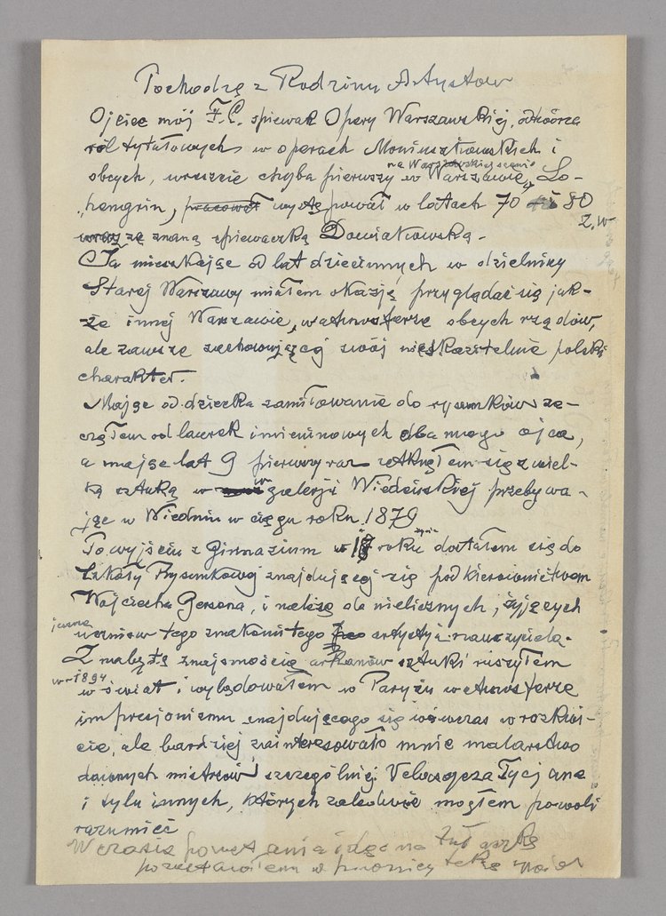 Wspomnienia Tadeusza Cieślewskiego ojca na temat jego samego, rodziny oraz losów podczas II wojny światowej i po jej zakończeniu