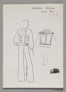 Projekt kurtki męskiej w kratę dla Stołecznego Przedsiębiorstwa Tekstylno-Odzieżowego OTEX