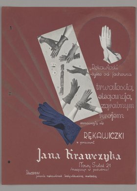 Reklama Pracowni rękawiczek Jana Krawczyka w Warszawie