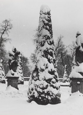 Fragment of the Baroque Garden by the Wilanów Palace in winter