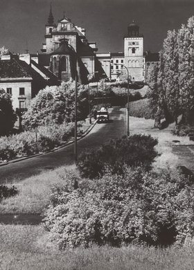 View of buildings on the Vistula escarpment with St. Anne's Church