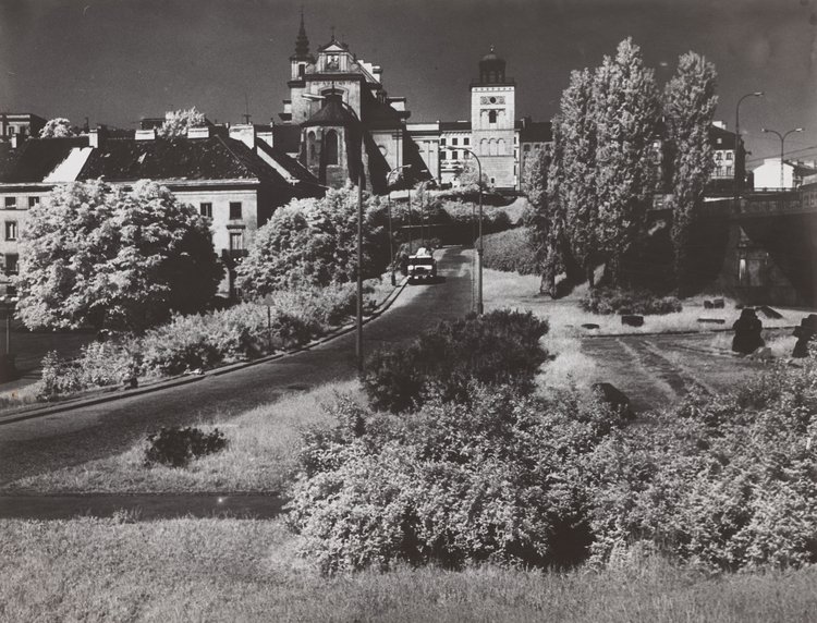 Widok na zabudowę skarpy wiślanej z kościołem św. Anny