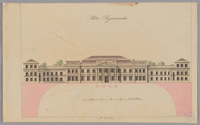 Pałac Prymasowski, elewacja frontowa, rysunek pomiarowy