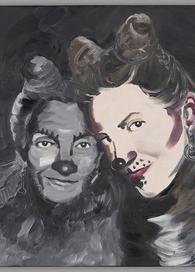 Dwa wierne psy. Autoportret z mamą