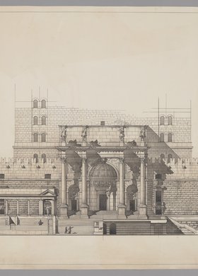 Pomnik-Mauzoleum Zwycięstwa, fragment widoku elewacji, projekt konkursowy